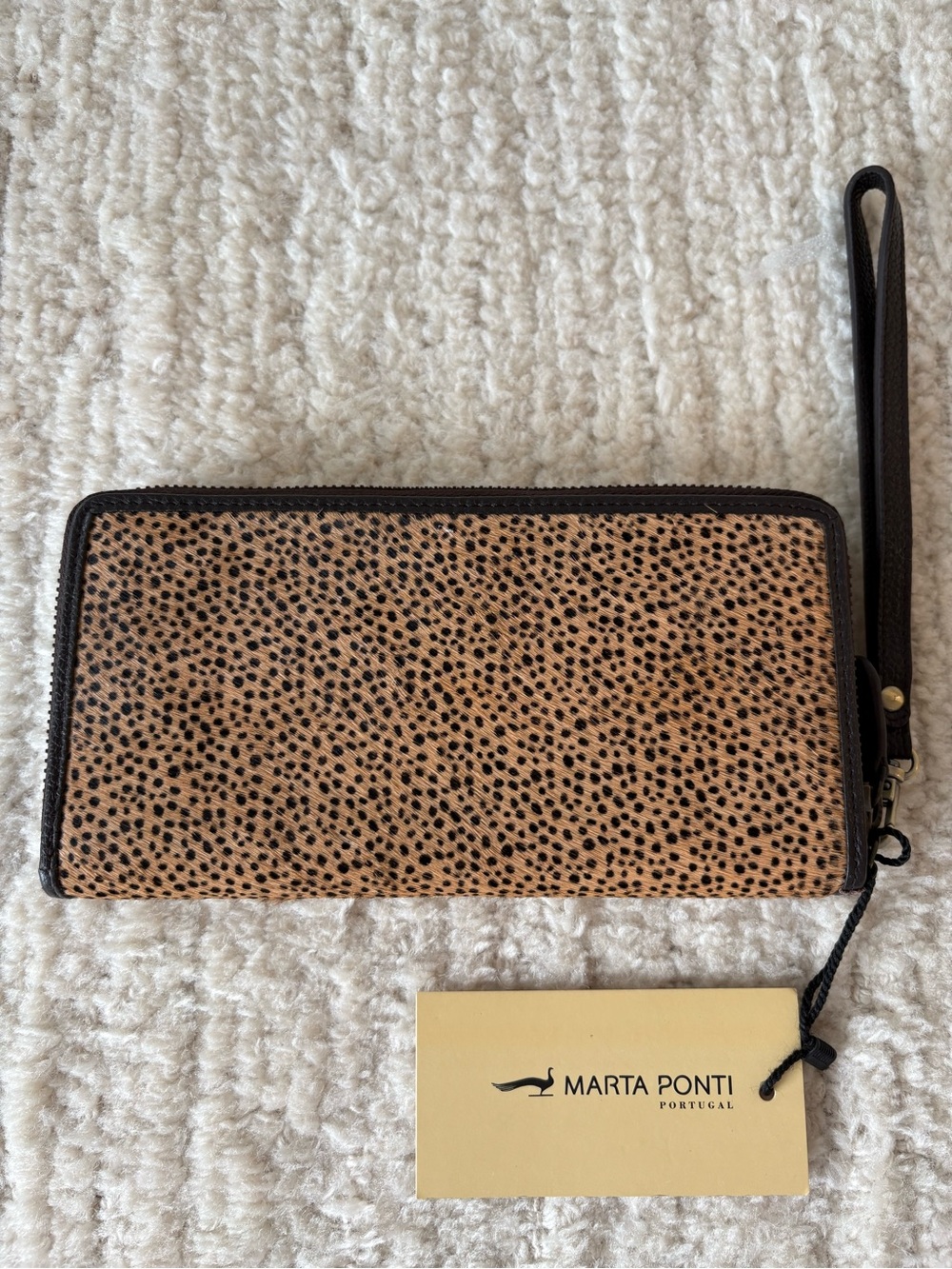 Paid $240 EURO! NEW Leopard Real Calf Hair Leather Wallet/Wristlet Maria Ponti
